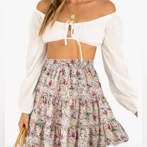 Alelly Women's Floral High Waist Ruffle Skirt